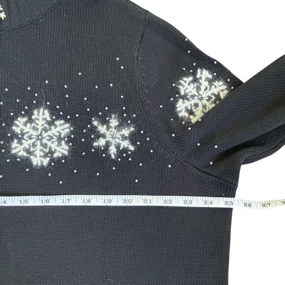 Quacker Factory Sz 1X Holiday Cardigan w Embroidered & Beaded Snowflakes Flaws - Picture 9 of 16